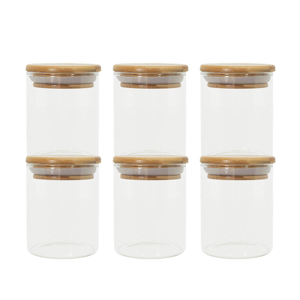 Potes de Mantimentos de 200ml com Tampa Bambu Oikos - 6 Pçs em Oferta na Shopee