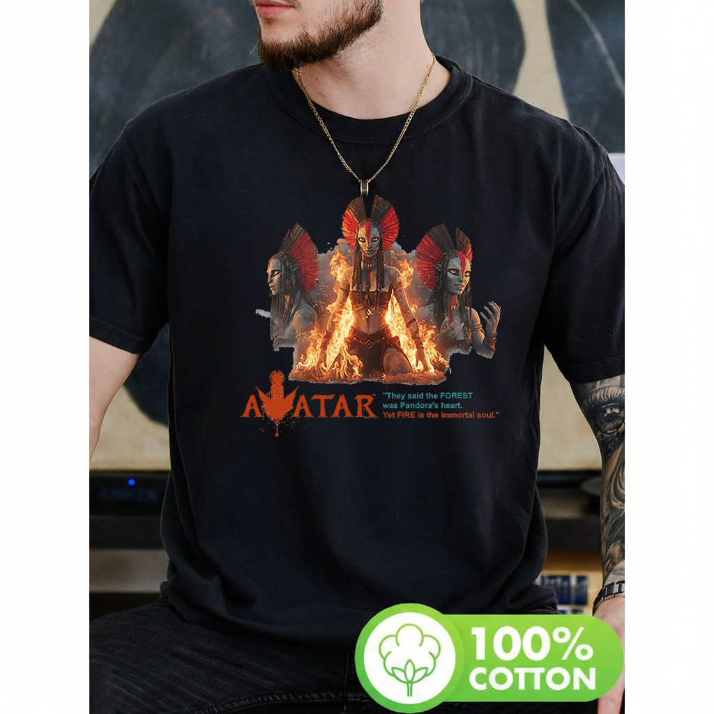 Camiseta Masculina Avatar Estampa Com Imagem De Personagens Em Fogo Moderna Estilosa Atemporal Tema Fantasia Cena Tendên