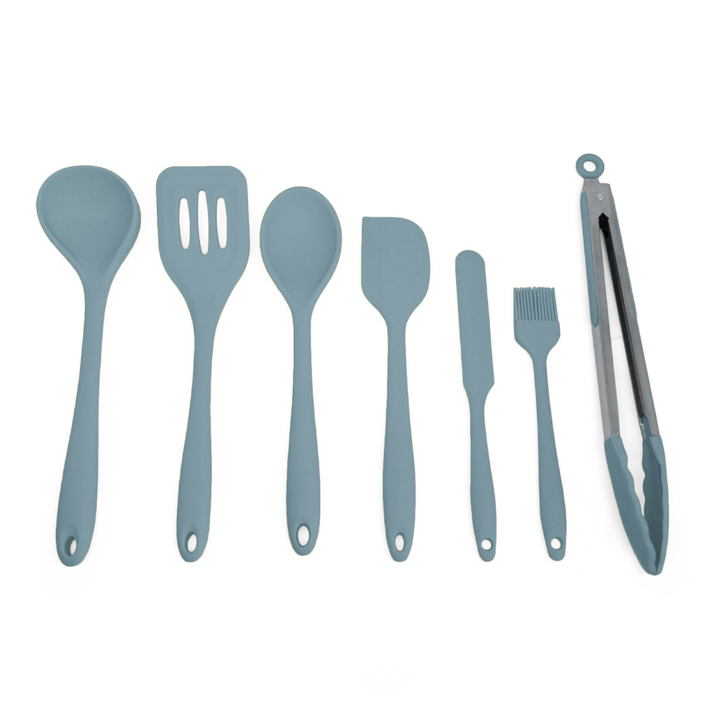 Kit de Utensílios de Silicone com 7 Peças Azul - Oikos