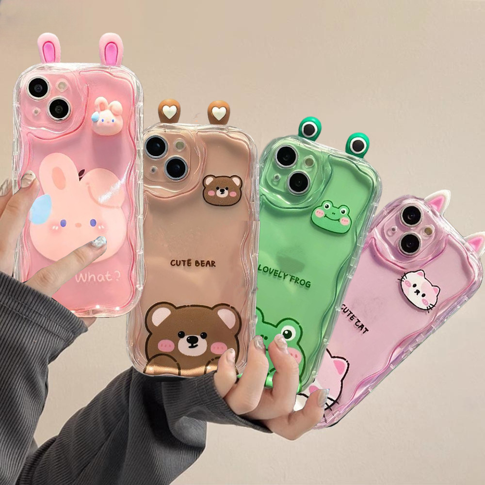 Capa Para Redmi Note 14 4G Pro 5G Plus 15 15C 14C 13C 4G 12C 12 13 A3 10C Macio 3D Bonito Coelho Urso Sapo Orelha Boneca