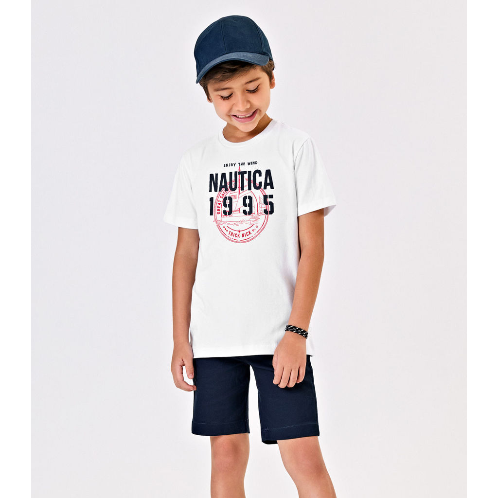 Conjunto Menino Camiseta Com Bermuda Trick Nick Branco