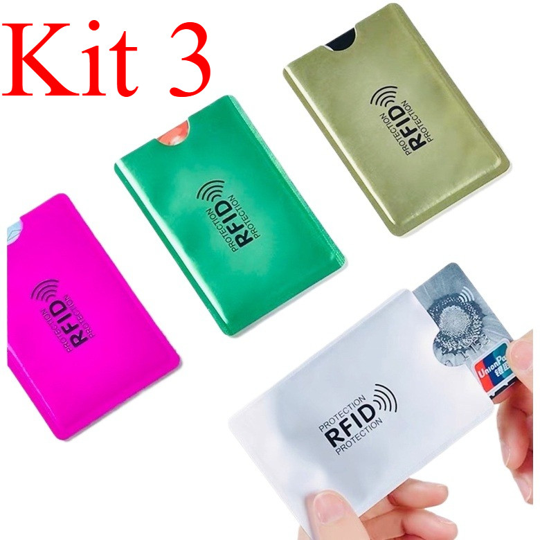 Kit 3 Capa Protetora Cartão RFID Anti Aproximação Anti Clonagem