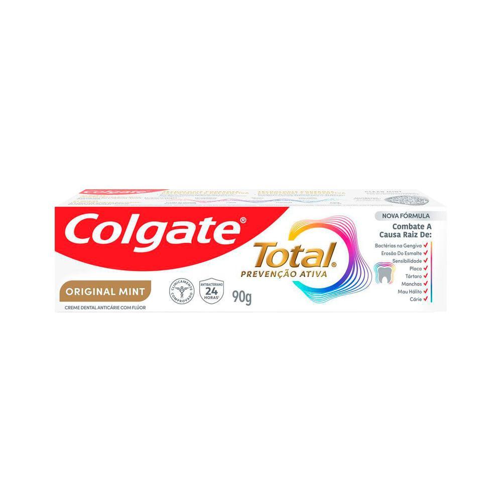 CREME DENTAL ORIGINAL MINT COLGATE TOTAL PREVENÇÃO ATIVA CAIXA 90G