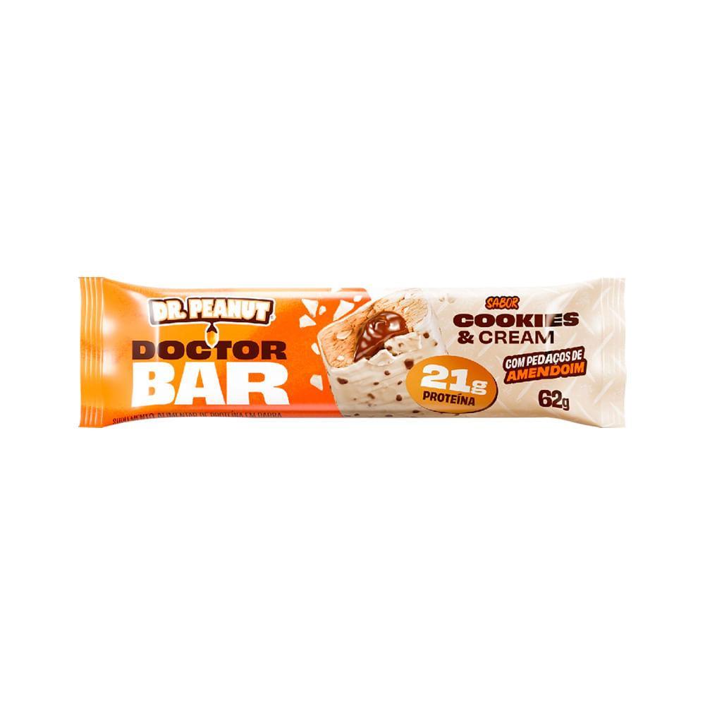 BARRA DE PROTEINA DR.PEANUT DOCTOR BAR COOKIES E CREAM 62GR em Oferta na Shopee