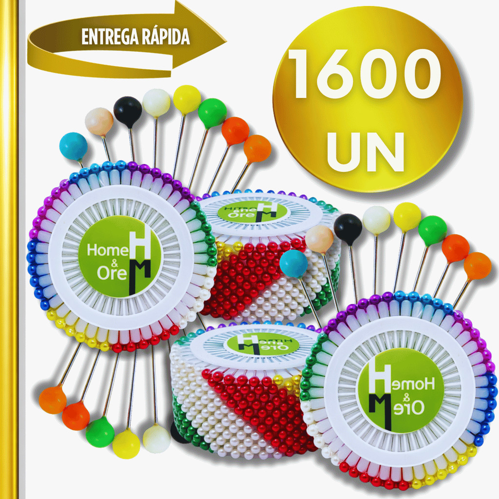 Kit 1600 Alfinetes Coloridos Costura Artesanato Patchwork Costureira Manualidades Utilidades Premium