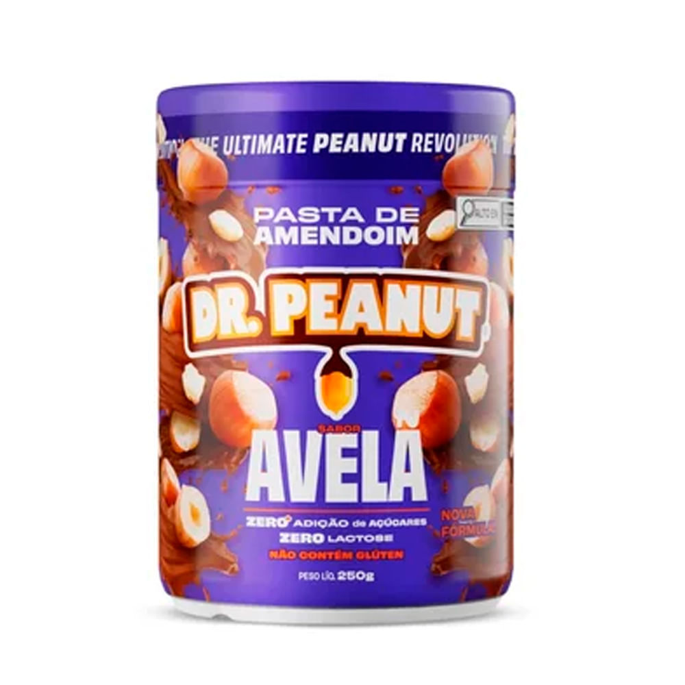Pasta de Amendoim Dr. Peanut Sabor Avelã com Whey Protein 250g em Oferta na Shopee