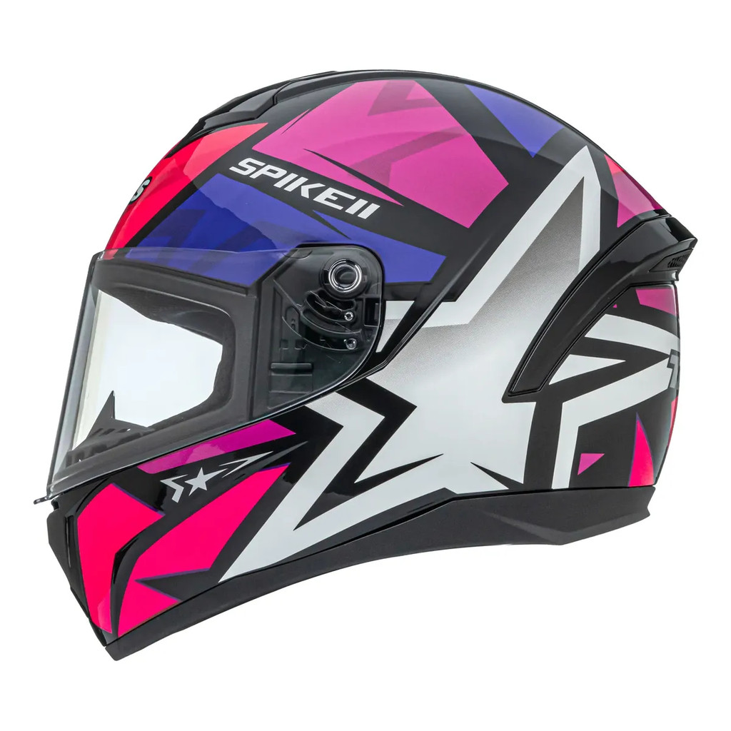 CAPACETE MOTOCICLISTA PEELS SPIKE 2 1ST PRETO PINK BRILHANTE FEMININO