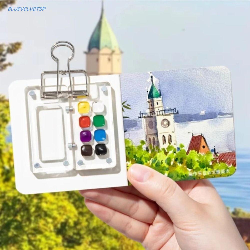 Paleta De Pintura Em Aquarela BLUEVELVETSP , Caixa De Pigmento De Tinta Acrílica De Grade 8/15 , Mini Vazia Dobrável