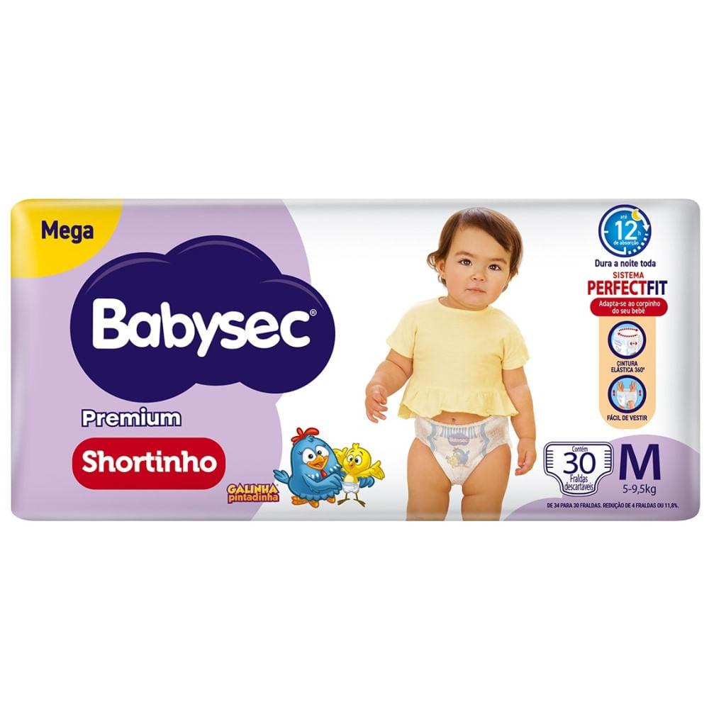 Fralda Babysec Premium Shortinho Mega M 30 Unidades em Oferta na Shopee