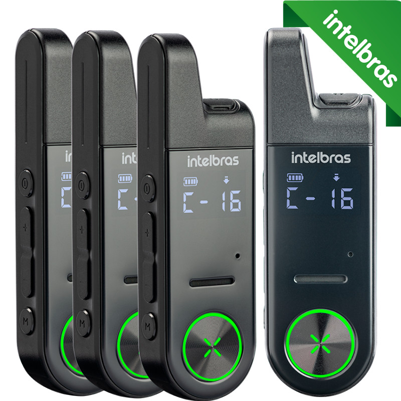 4x Rádio Comunicador INTELBRAS RC6 MINI - Walkie Talkie HT