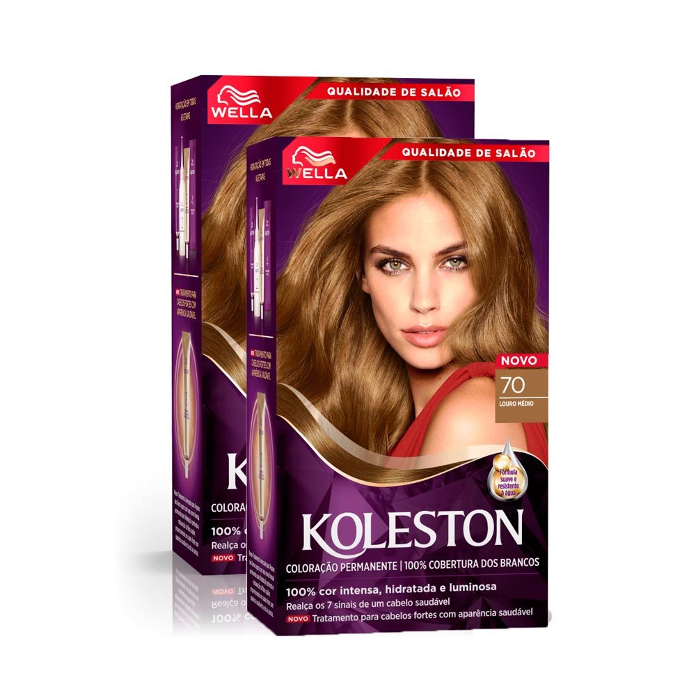 Kit 2 Tintura Creme Koleston Wella Louro Médio 70 Kit