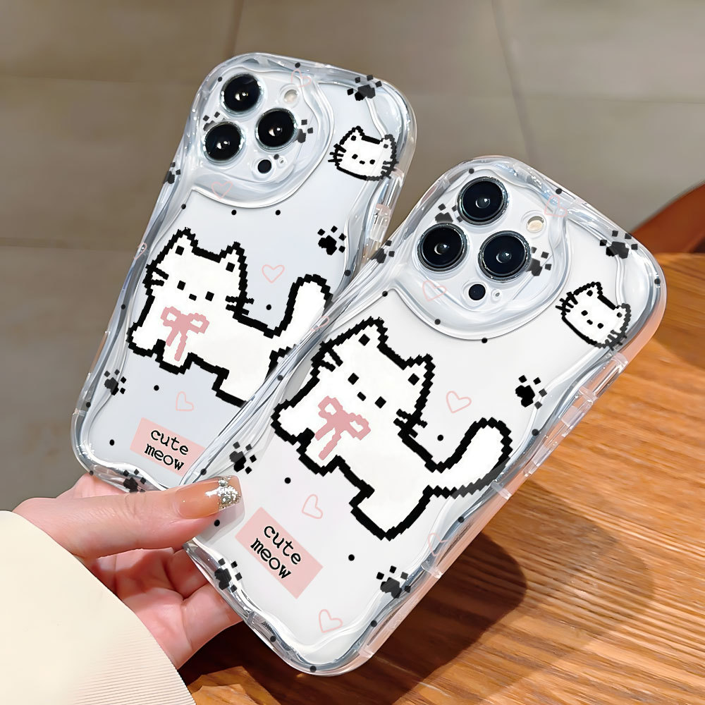 Ins Gato Bonito Capa Capinha Para Samsung Galaxy A03 A04E A05 A06 A12 A13 A14 A15 A16 A23 Silicone Normal Transparente
