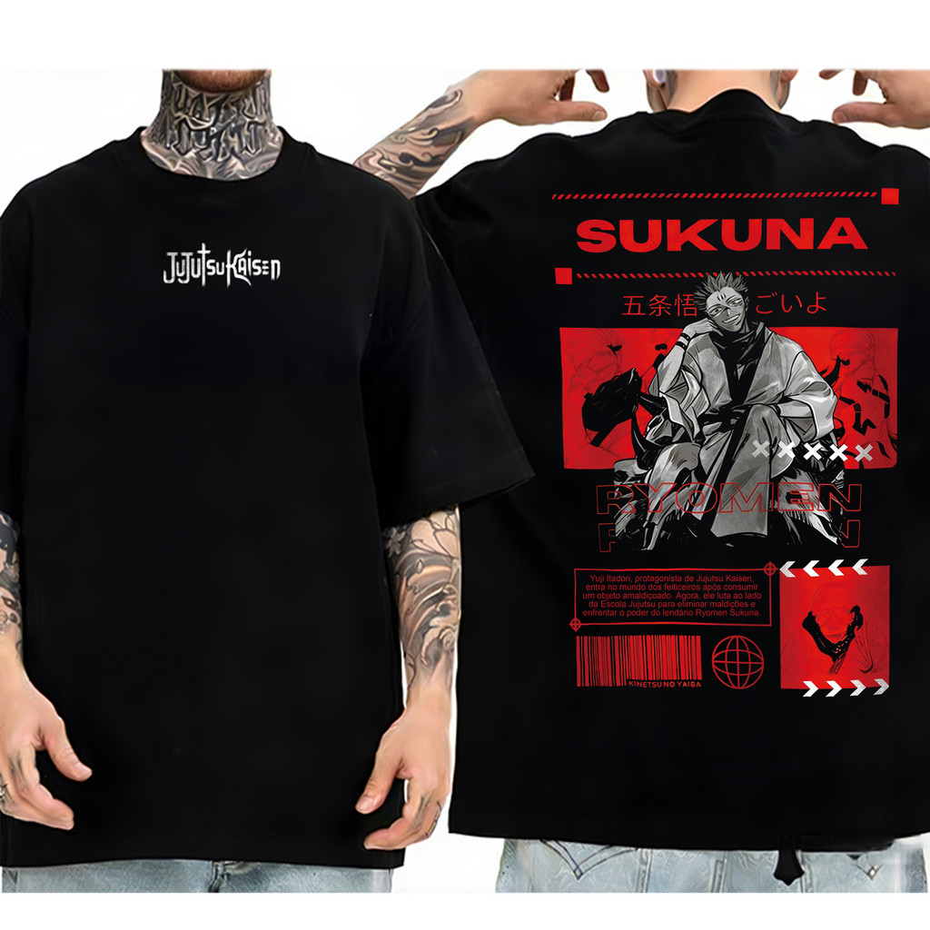 Camiseta Oversized Jujutsu Kaisen demon Slayer 100% Algodão - Estilo Casual Verão em Oferta na Shopee