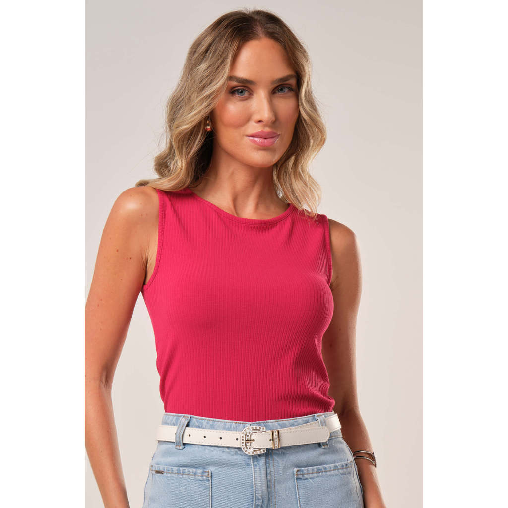 Regata Feminina Canelada Marialícia Rosa em Oferta na Shopee