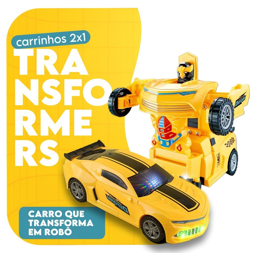 Carrinho de Brinquedo Interativo Transforms Transforma Em Robô Carro Camaro