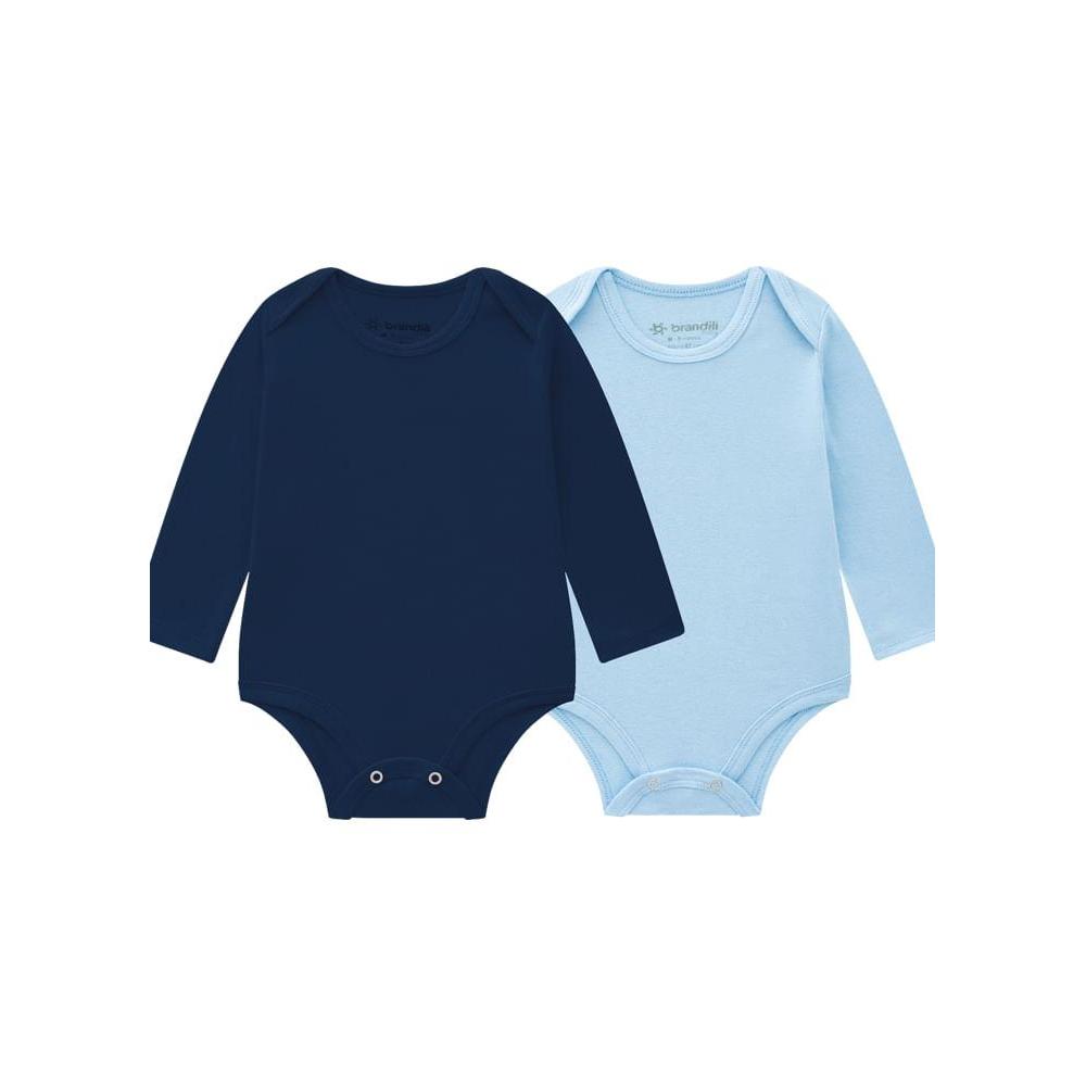 Kit de bodies bebê unissex com cor lisa Brandili Baby Azul em Oferta na Shopee