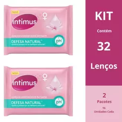 Kit Lenço Umedecido Intimus Defesa Natural 32 Unidades