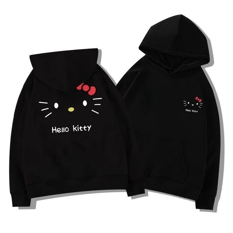 Moletom Canguru Feminino Hello Kitty Rosto Blusa De Frio Confortável 100% Algodão — imagem 2 de 2
