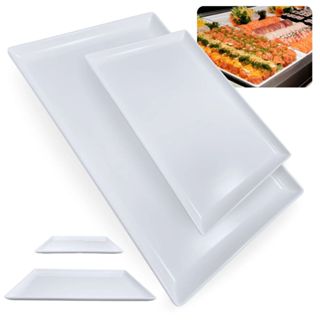 Kit 2 Travessas para Buffet Uma de 35 Cm e Uma de 24,8 Cm Branca Melamina para Sushi Comida Japonesa em Oferta na Shopee