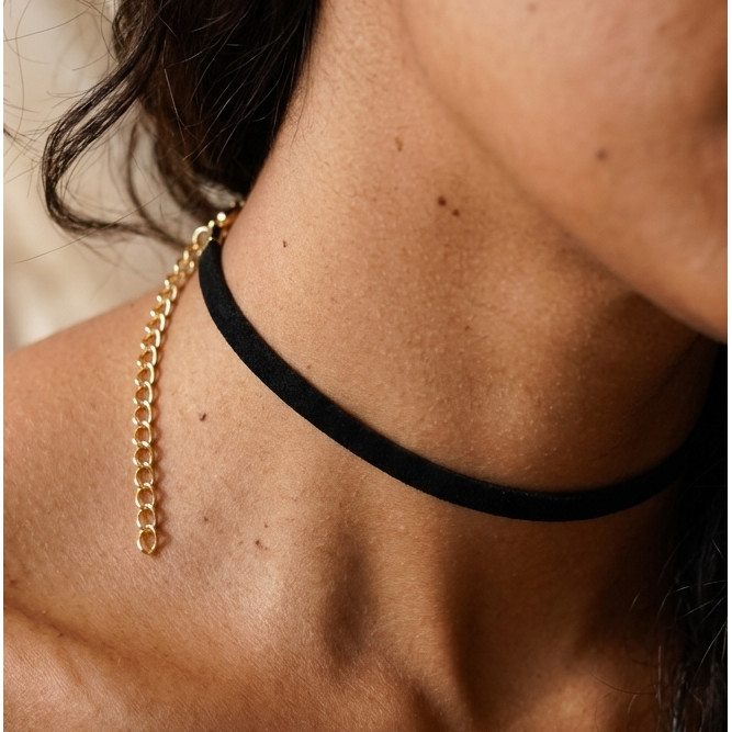 Colar Choker Cordão Couro (Sem Pingente)