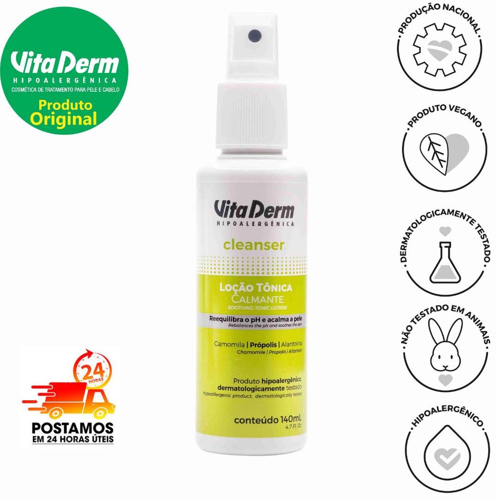 CLEANSER LOÇÃO TÔNICA CALMANTE 140ML - VITA DERM