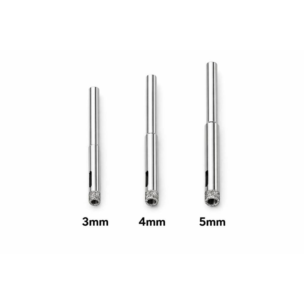 Jogo 30 pçs Brocas Diamantada Serra Copo 3, 4 e 5mm Furar garrafa Porcelanato Vidro p/ furadeira manual e micro retifica