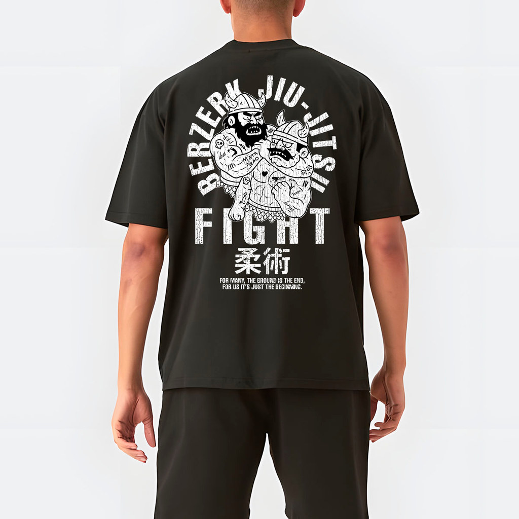 Camiseta Oversized Berzerk Jiu-Jitsu Fight  Academia T-Shirt 100% Algodão Unissex Confortável