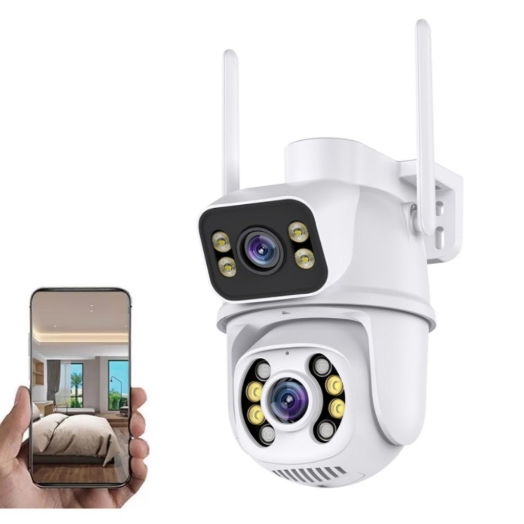 Câmera de Vigilância Externa WiFi Dupla Lente 4MP Monitoramento pelo Celular iOS Android Yoosee