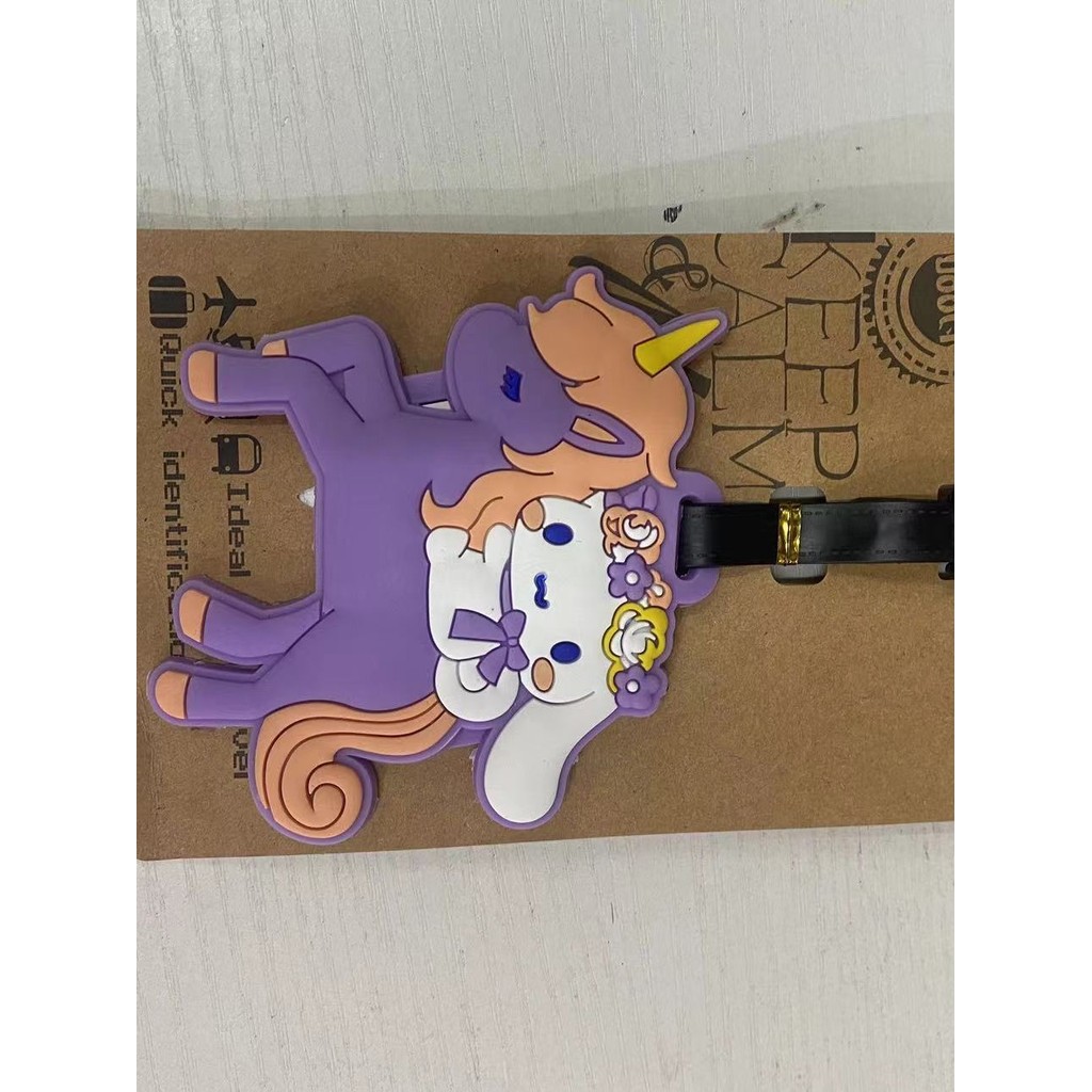 Etiqueta de bagagem fofa indispensável para viagem, pudim de cachorro com orelhas grandes, peixe-palhaço, pinguim legal,