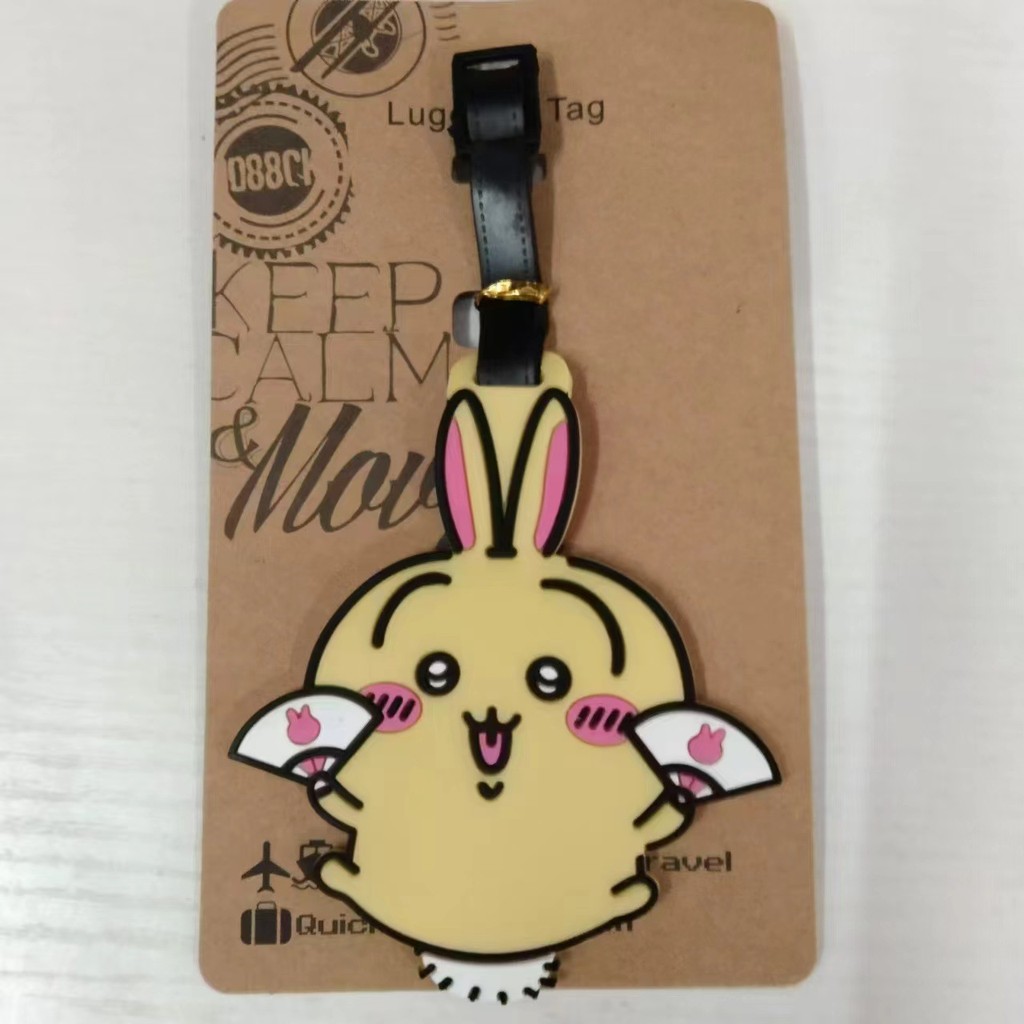 Etiqueta de bagagem fofa indispensável para viagem Chiikawa Chiikawa Urso rindo pequeno oito-Usaqi etiqueta de bagagem 0