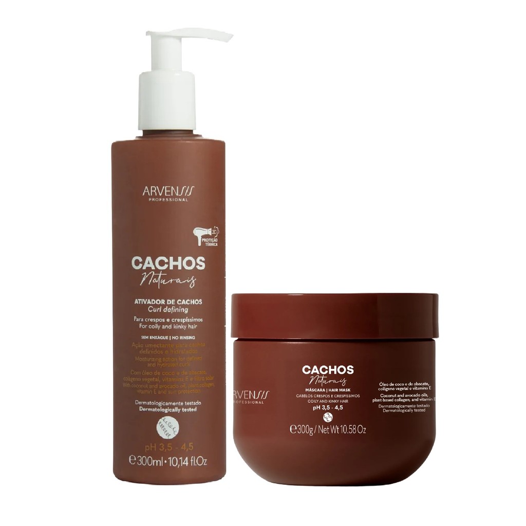 Kit Arvensis Professional Cachos Naturais - Ativador Crespos 300ml & Máscara Crespos 300g
