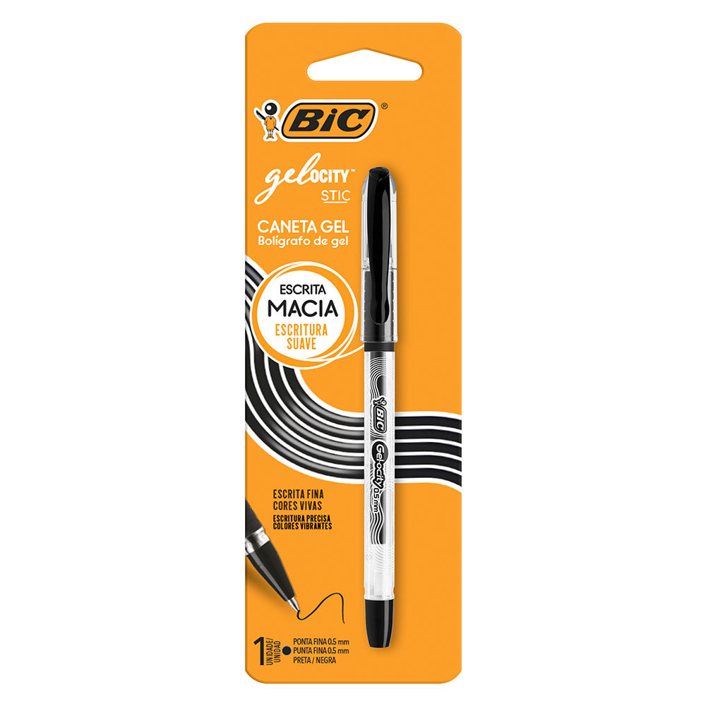 Caneta gel Gelocity Stic 0.5mm Preta com 1 unidade Bic