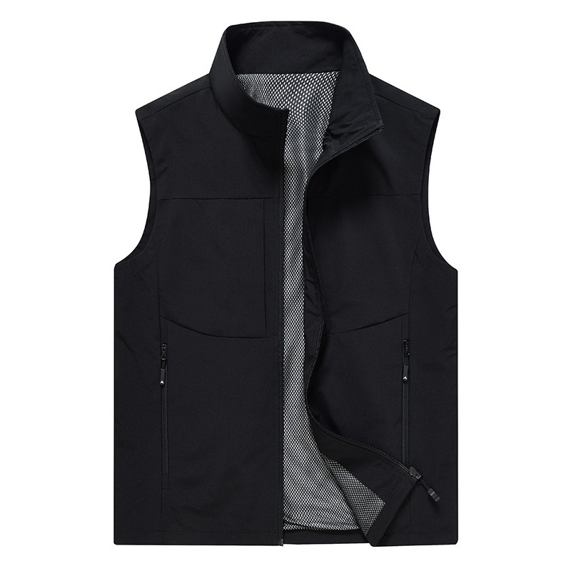 Colete masculino primavera outono estilo fino cor sólida gola Polo masculino ao ar livre colete jaqueta respirável de me