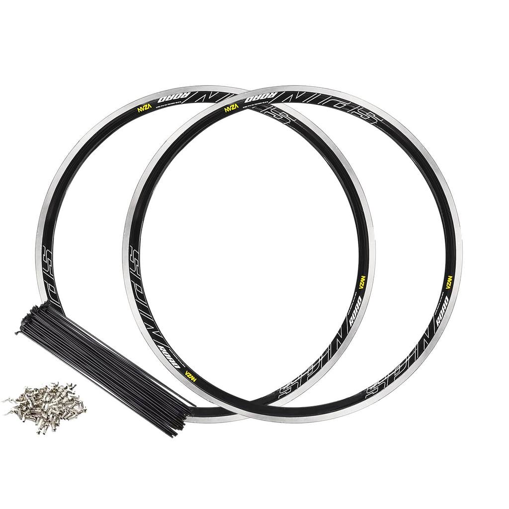 Par de Aro Vzan 700 Spin Aero 36 Furos Preto E Raios Zincados