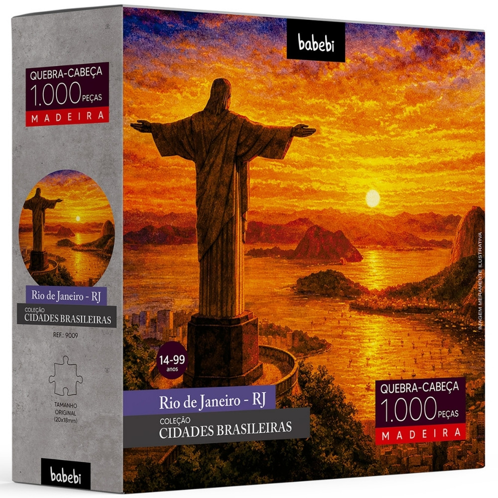 QUEBRA CABEÇA RIO DE JANEIRO 1000 PEÇAS MADEIRA BABEBI PUZZLE CRISTO REDENTOR RJ BRASIL BRINQUEDOS