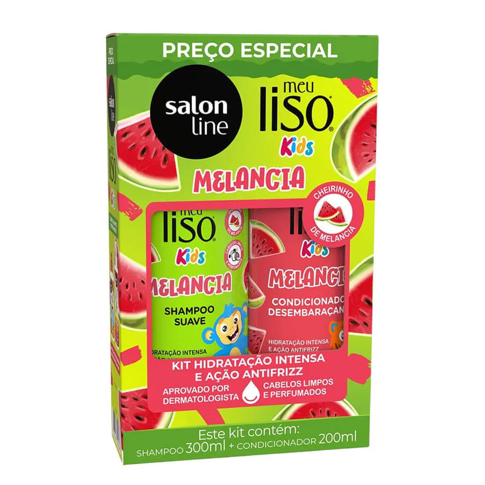 Kit Shampoo 300ml + Condicionador 200ml Salon Line Meu Liso Kids Melancia