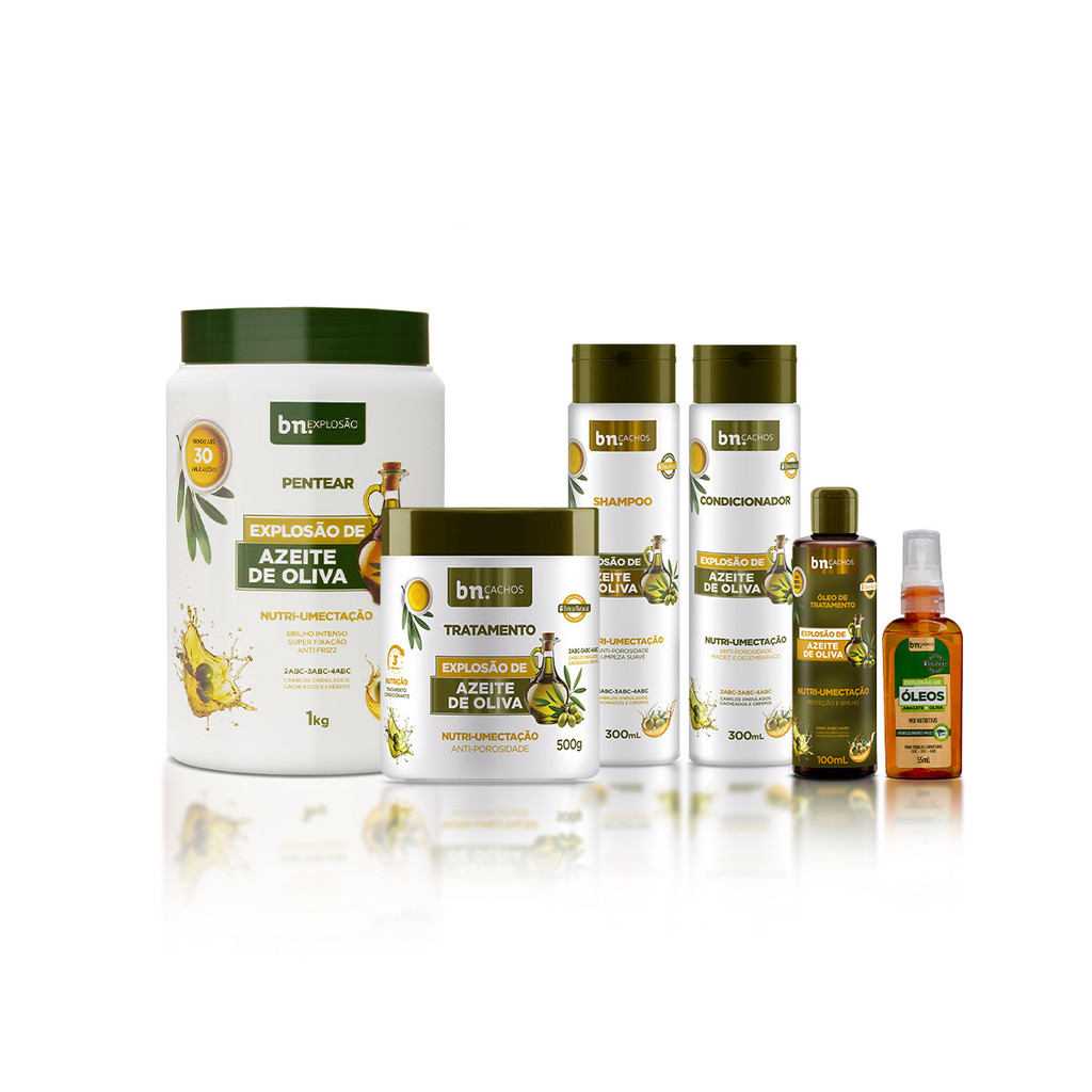 Kit Linha Completa Explosão de Azeite de Oliva + Umectação + Óleo Abacate  | bn.Cachos