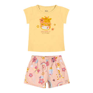 Conjunto Manga Curta Bebê Menina Girafa Elian Amarelo em Oferta na Shopee