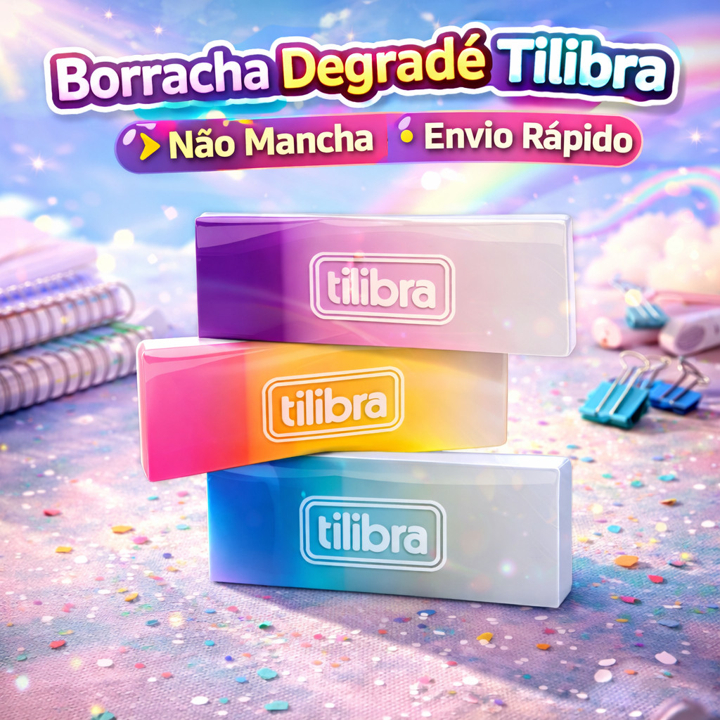 Borracha Degradê Tilibra Shades Escolar Macia Apagar Lápis Não Mancha Papel Envio Rápido