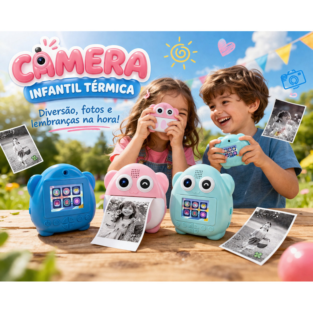 Câmera De Impressão Instantânea Para Crianças Vídeo Fotografia Digital Fotográfica Toy Mini Impressora Térmica Boy Girls