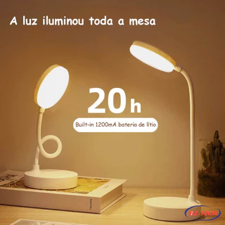 Luminária de mesa LED recarregável com haste flexível