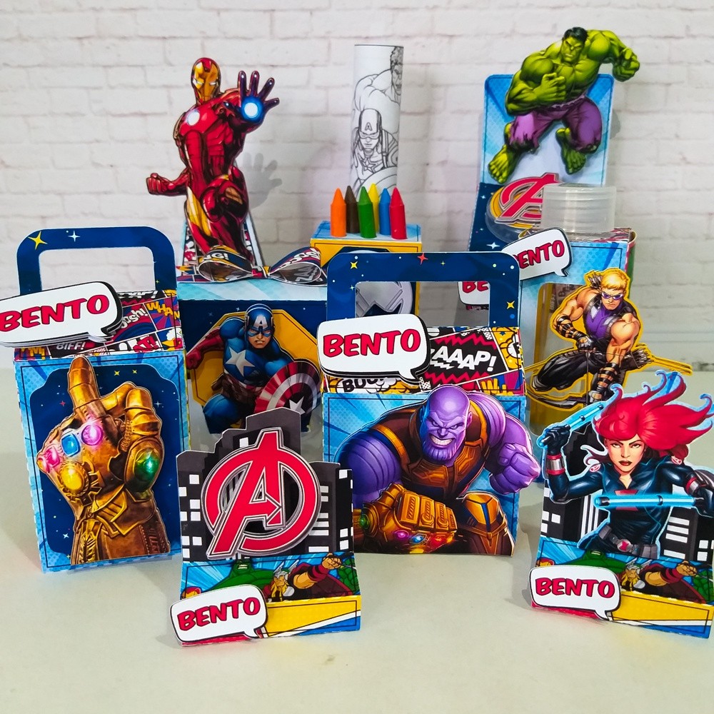 Caixinhas personalizadas, milk, cone, lembrancinhas, decoração Kit de festa aniversário vingadores ou super heróis