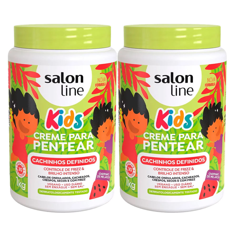 Kit Creme De Pentear Salon Line Cachinhos Definidos Kids 1kg - 2 unidades em Oferta na Shopee