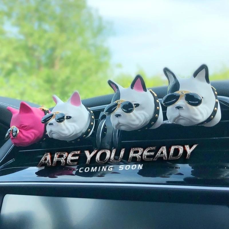 Criativo Estilo Buldogue Francês Carro Perfume Ornamento Saída De Ar Aromaterapia Fragrância Decoração Acessórios Interi