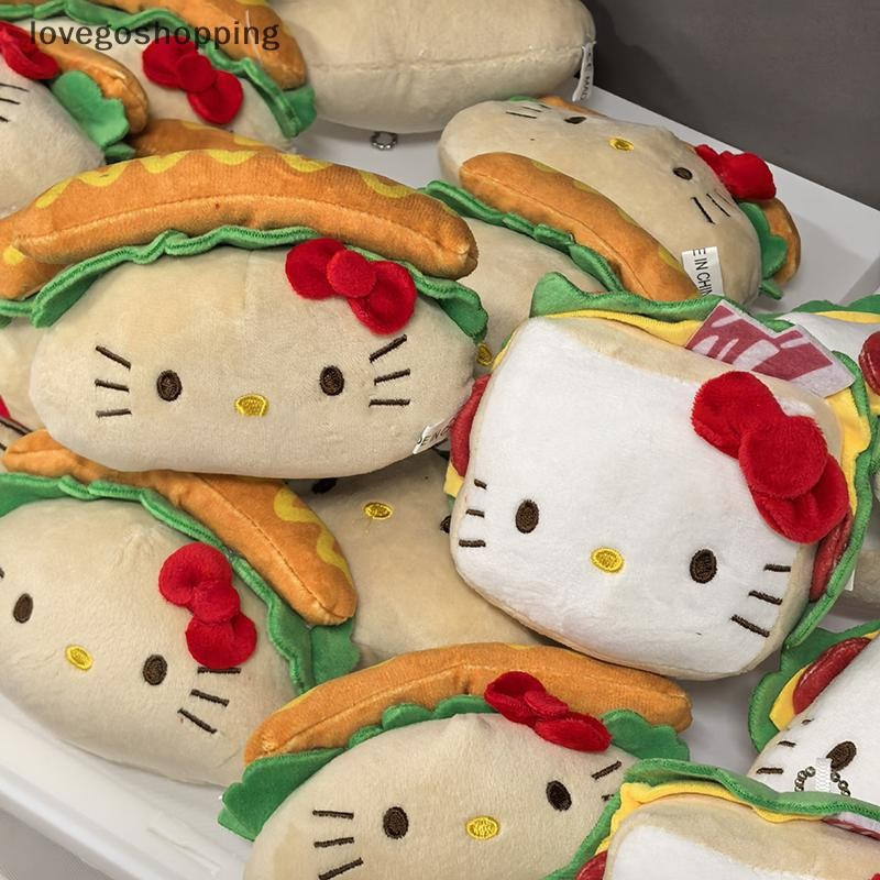 [lovego] Hambúrguer Hello Kitty Brinquedo De Pelúcia Chaveiro Sanrio KT Gato Macio Boneca Pingente De Carro Mochila Bols