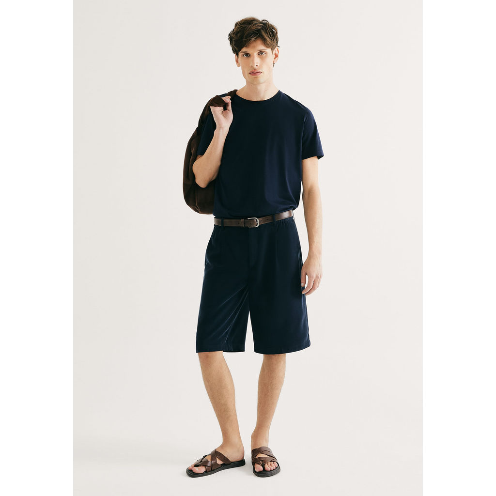 Bermuda Masculina Reta Com Pregas