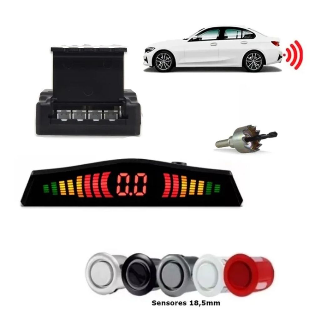 Kit completo Sensor de Ré/Estacionamento 4 pontos - 18,5mm