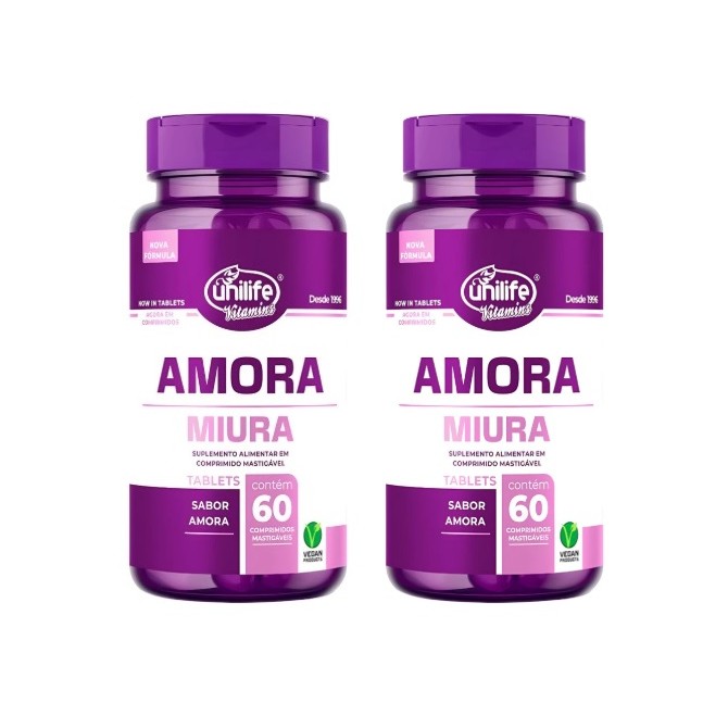 Kit 2 Amora mastigável Vitaminas E D e B12 60 Capsulas Unilife