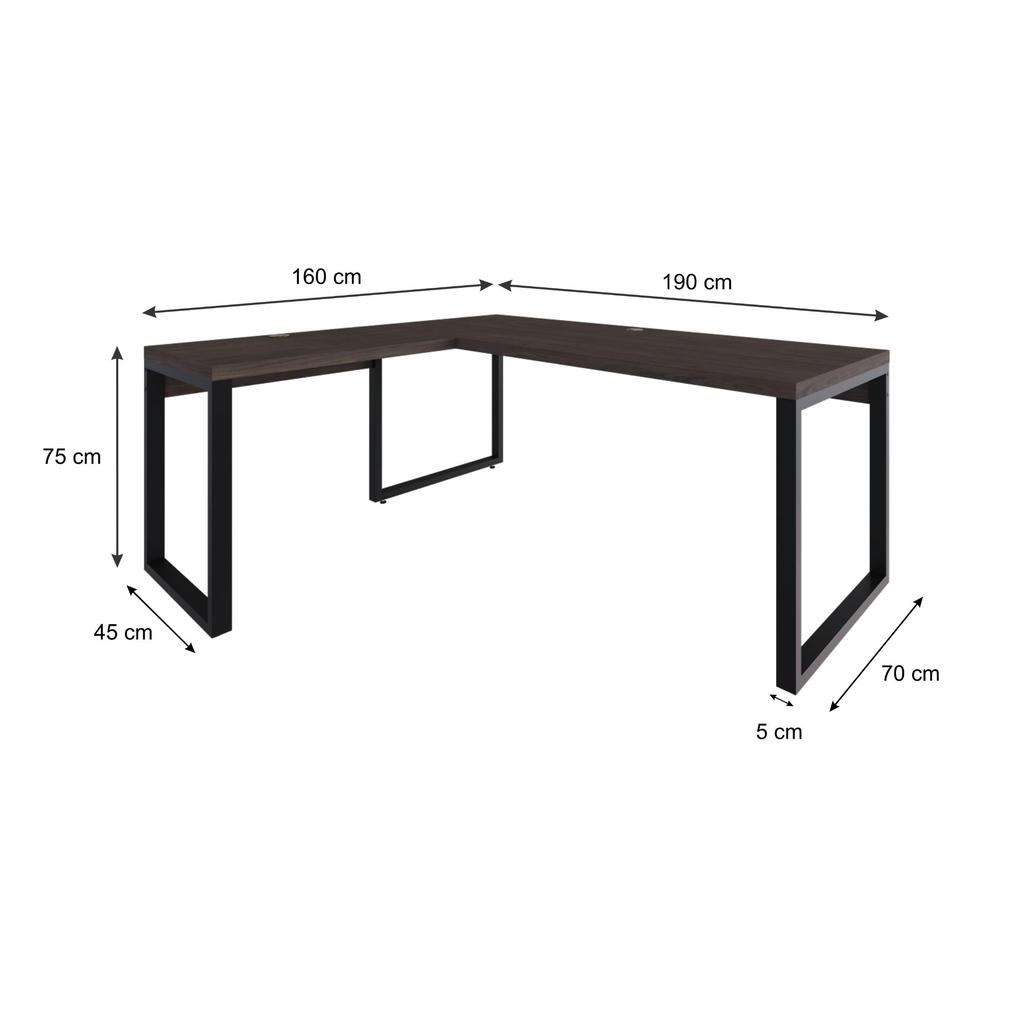 Mesa em L Presidente 190x160x75cm Yon