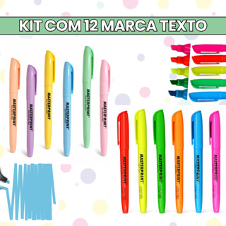 12 Marca Textos Coloridos Masterprint   6 Tons Neon + 6 Tons Pastel Material Escolar em Oferta na Shopee